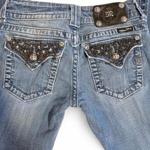 Miss Me Light Blue Embellished Back Pocket Boot Cut Jeans
